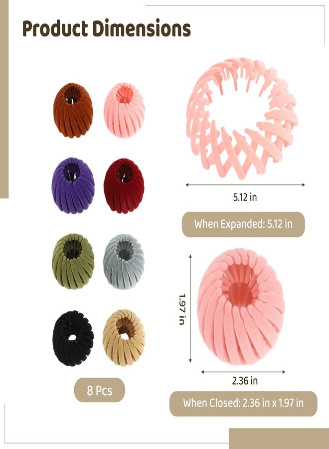 DORMIYA 8 Pcs Birds Nest Hair Clip, Expandable Bun Maker, Retro Fashion Ponytail Holder for Women, Multiple Colors Hair Accessories with Strong Hold for Workout, Office & Daily Outfit - Image 3